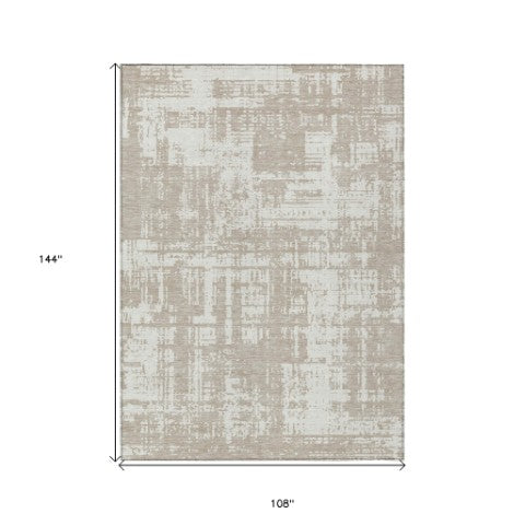 Homeroots 3' Aqua And Ivory Abstract Washable Area Rug For Indoor Outdoor Spaces - Durable And Stylish Design 9' X 12' Polyester 593238