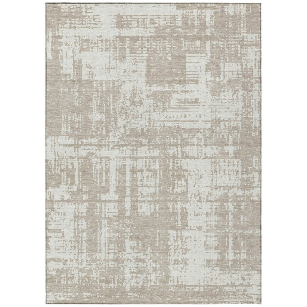 HomeRoots 9' Taupe and Ivory Abstract Area Rug – Washable, Durable, Perfect for Indoor and Outdoor Spaces 9' X 12' 593238