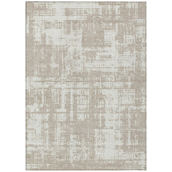 HomeRoots 9' Taupe and Ivory Abstract Area Rug – Washable, Durable, Perfect for Indoor and Outdoor Spaces 9' X 12' 593238