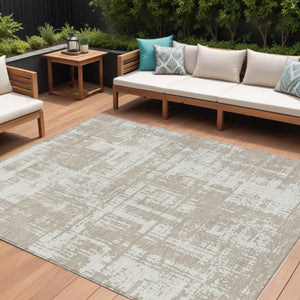Homeroots 3' Aqua And Ivory Abstract Washable Area Rug For Indoor Outdoor Spaces - Durable And Stylish Design 10' X 14' Polyester 593239