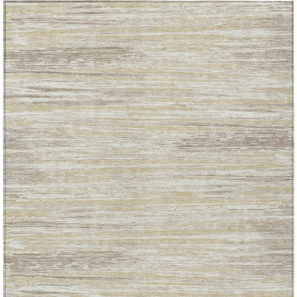 Homeroots 3' Beige Brown Ivory Striped Washable Area Rug - Durable Indoor Outdoor Accent For Any Space 3' X 5' Polyester 593240