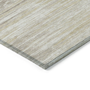Homeroots 3' Beige Brown Ivory Striped Washable Area Rug - Durable Indoor Outdoor Accent For Any Space 5' X 8' Polyester 593241