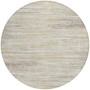 Homeroots 3' Beige Brown Ivory Striped Washable Area Rug - Durable Indoor Outdoor Accent For Any Space 8' Round Polyester 593242