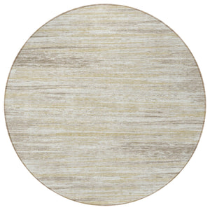 Homeroots 3' Beige Brown Ivory Striped Washable Area Rug - Durable Indoor Outdoor Accent For Any Space 8' Round Polyester 593242