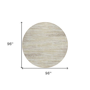 Homeroots 3' Beige Brown Ivory Striped Washable Area Rug - Durable Indoor Outdoor Accent For Any Space 8' Round Polyester 593242