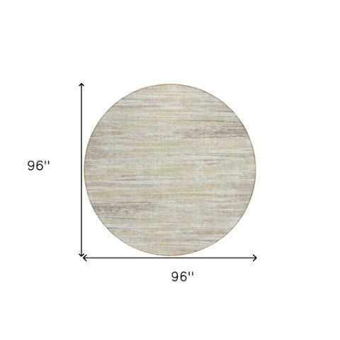 Homeroots 3' Beige Brown Ivory Striped Washable Area Rug - Durable Indoor Outdoor Accent For Any Space 8' Round Polyester 593242