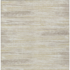 Homeroots 3' Beige Brown Ivory Striped Washable Area Rug - Durable Indoor Outdoor Accent For Any Space 8' X 10' Polyester 593243