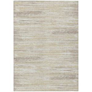 HomeRoots 5' Striped Beige, Brown, and Ivory Washable Area Rug - Durable for Indoor and Outdoor Spaces 8' X 10' 593243