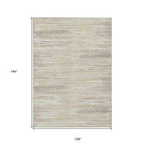 Homeroots 3' Beige Brown Ivory Striped Washable Area Rug - Durable Indoor Outdoor Accent For Any Space 9' X 12' Polyester 593244