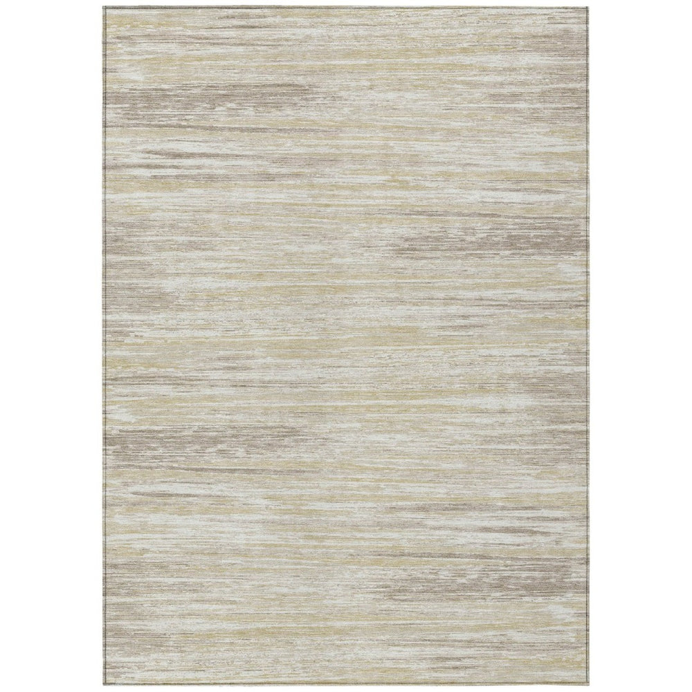 HomeRoots 9' Washable Indoor Outdoor Striped Area Rug - Durable Beige, Brown & Ivory Design for High-Traffic Spaces 9' X 12' 593244