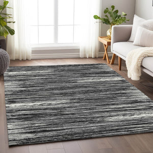 Homeroots 3' Beige Brown Ivory Striped Washable Area Rug - Durable Indoor Outdoor Accent For Any Space 3' X 5' Polyester 593246