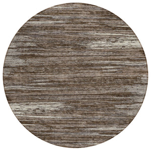 HomeRoots 5' Durable Brown and Ivory Striped Indoor Outdoor Area Rug – Stylish, Washable, and Easy to Clean 8' Round 593254