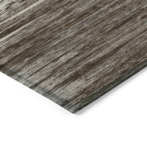 Homeroots 3' Beige Brown Ivory Striped Washable Area Rug - Durable Indoor Outdoor Accent For Any Space 10' X 14' Polyester 593257