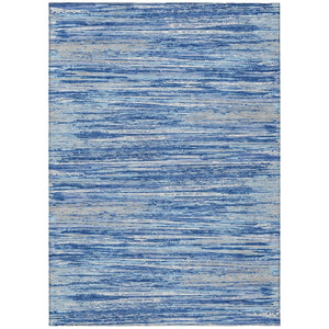 HomeRoots 5' Blue Gray and Ivory Striped Indoor Outdoor Area Rug – Durable, Soft, and Washable for Any Space 5' X 8' 593259