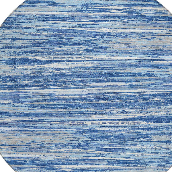 Homeroots 3' Beige Brown Ivory Striped Washable Area Rug - Durable Indoor Outdoor Accent For Any Space 8' Round Polyester 593260