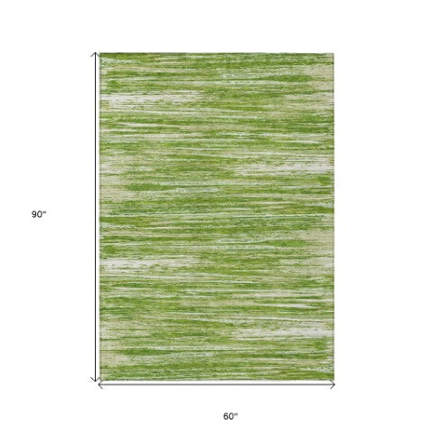Homeroots 3' Beige Brown Ivory Striped Washable Area Rug - Durable Indoor Outdoor Accent For Any Space 5' X 8' Polyester 593265