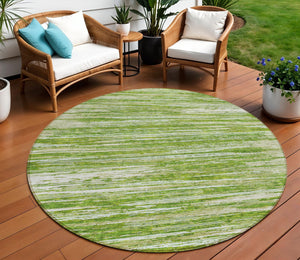 Homeroots 3' Beige Brown Ivory Striped Washable Area Rug - Durable Indoor Outdoor Accent For Any Space 8' Round Polyester 593266