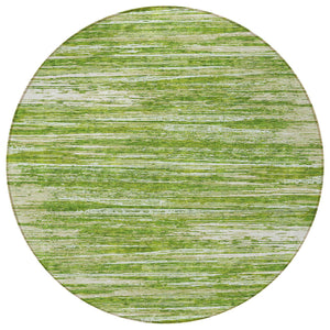 Homeroots 3' Beige Brown Ivory Striped Washable Area Rug - Durable Indoor Outdoor Accent For Any Space 8' Round Polyester 593266