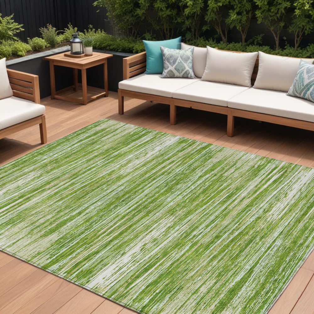 Homeroots 3' Beige Brown Ivory Striped Washable Area Rug - Durable Indoor Outdoor Accent For Any Space 8' X 10' Polyester 593267