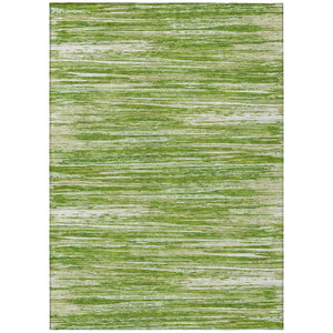 HomeRoots 5' Coastal-Inspired Green and Ivory Striped Washable Area Rug for Indoor and Outdoor Versatility 8' X 10' 593267