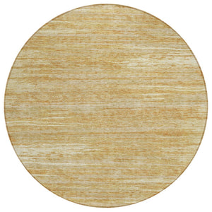 HomeRoots 5' Striped Washable Indoor Outdoor Area Rug in Gold, Gray & Ivory - Durable, Stylish & Low Maintenance 8' Round 593272