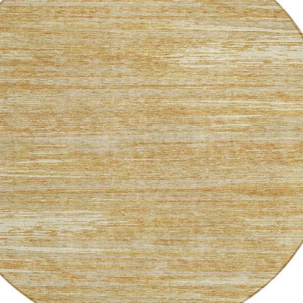 Homeroots 3' Beige Brown Ivory Striped Washable Area Rug - Durable Indoor Outdoor Accent For Any Space 8' Round Polyester 593272