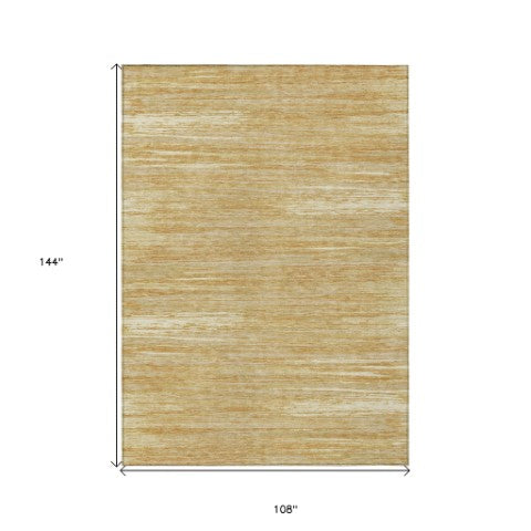 Homeroots 3' Beige Brown Ivory Striped Washable Area Rug - Durable Indoor Outdoor Accent For Any Space 9' X 12' Polyester 593274