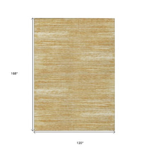 Homeroots 3' Beige Brown Ivory Striped Washable Area Rug - Durable Indoor Outdoor Accent For Any Space 10' X 14' Polyester 593275