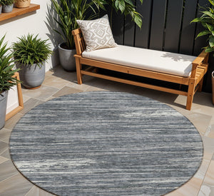 Homeroots 3' Beige Brown Ivory Striped Washable Area Rug - Durable Indoor Outdoor Accent For Any Space 8' Round Polyester 593278