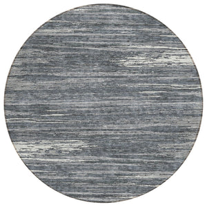 HomeRoots 5' Stylish Gray and Ivory Striped Washable Area Rug for Indoor and Outdoor Spaces, Durable & Versatile 8' Round 593278