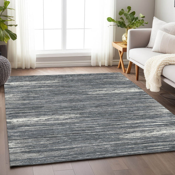Homeroots 3' Beige Brown Ivory Striped Washable Area Rug - Durable Indoor Outdoor Accent For Any Space 8' X 10' Polyester 593279