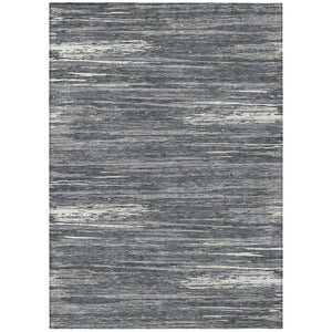 HomeRoots 9' Gray and Ivory Striped Area Rug - Durable, Washable Design for Indoor and Outdoor Spaces 9' X 12' 593280