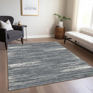 Homeroots 3' Beige Brown Ivory Striped Washable Area Rug - Durable Indoor Outdoor Accent For Any Space 9' X 12' Polyester 593280