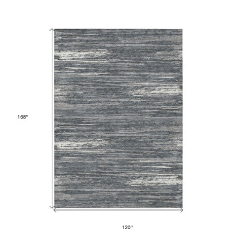 Homeroots 3' Beige Brown Ivory Striped Washable Area Rug - Durable Indoor Outdoor Accent For Any Space 10' X 14' Polyester 593281