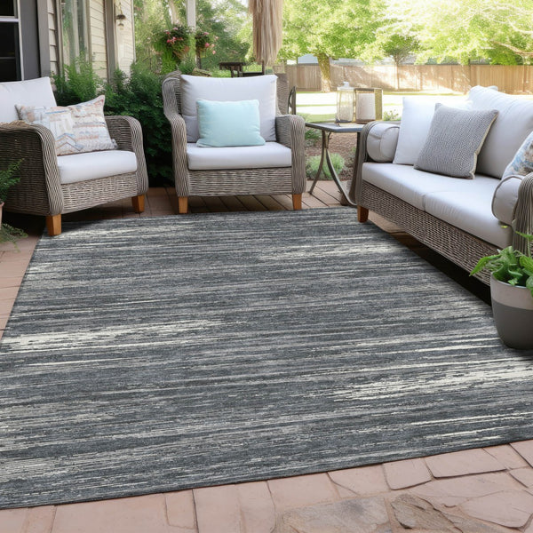 Homeroots 3' Beige Brown Ivory Striped Washable Area Rug - Durable Indoor Outdoor Accent For Any Space 10' X 14' Polyester 593281