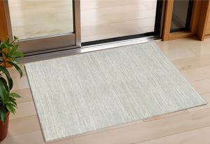 Homeroots 3' Beige Brown Ivory Striped Washable Area Rug - Durable Indoor Outdoor Accent For Any Space 3' X 5' Polyester 593282