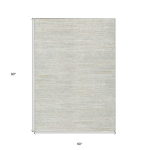 Homeroots 3' Beige Brown Ivory Striped Washable Area Rug - Durable Indoor Outdoor Accent For Any Space 5' X 8' Polyester 593283