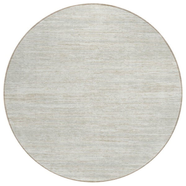 HomeRoots 5' Ivory and Gray Striped Area Rug - Durable, Washable Design for Indoor and Outdoor Spaces 8' Round 593284