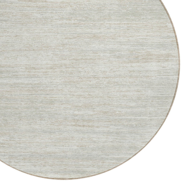 Homeroots 3' Beige Brown Ivory Striped Washable Area Rug - Durable Indoor Outdoor Accent For Any Space 8' Round Polyester 593284