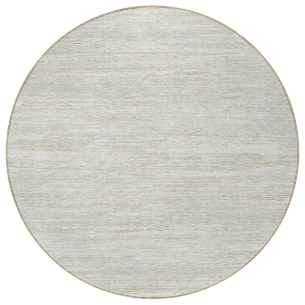 Homeroots 3' Beige Brown Ivory Striped Washable Area Rug - Durable Indoor Outdoor Accent For Any Space 8' Round Polyester 593284