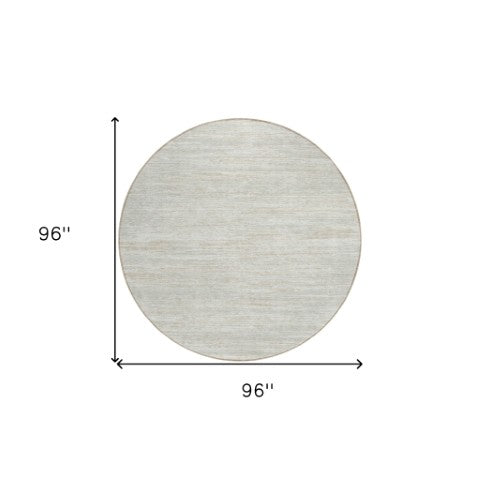 Homeroots 3' Beige Brown Ivory Striped Washable Area Rug - Durable Indoor Outdoor Accent For Any Space 8' Round Polyester 593284