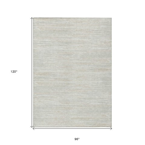 Homeroots 3' Beige Brown Ivory Striped Washable Area Rug - Durable Indoor Outdoor Accent For Any Space 8' X 10' Polyester 593285