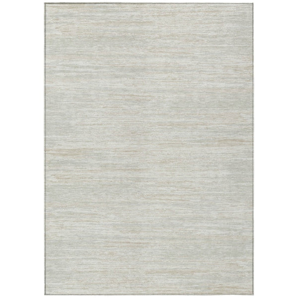 HomeRoots 5' Ivory and Gray Striped Area Rug - Durable, Washable Design for Indoor and Outdoor Spaces 8' X 10' 593285