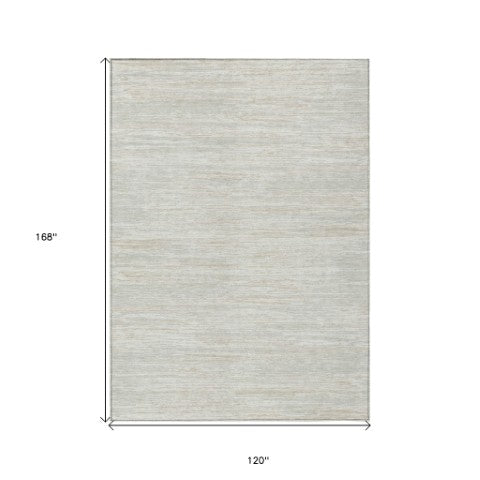 Homeroots 3' Beige Brown Ivory Striped Washable Area Rug - Durable Indoor Outdoor Accent For Any Space 10' X 14' Polyester 593287