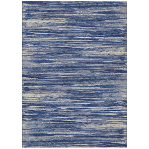 HomeRoots 5' Navy Blue and Ivory Striped Area Rug - Durable, Washable Indoor/Outdoor Accent for Every Space 8' X 10' 593291