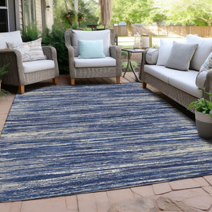 Homeroots 3' Beige Brown Ivory Striped Washable Area Rug - Durable Indoor Outdoor Accent For Any Space 9' X 12' Polyester 593292