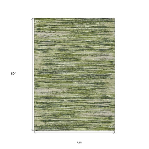 Homeroots 3' Beige Brown Ivory Striped Washable Area Rug - Durable Indoor Outdoor Accent For Any Space 3' X 5' Polyester 593294