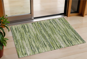 Homeroots 3' Beige Brown Ivory Striped Washable Area Rug - Durable Indoor Outdoor Accent For Any Space 3' X 5' Polyester 593294