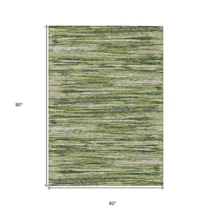 Homeroots 3' Beige Brown Ivory Striped Washable Area Rug - Durable Indoor Outdoor Accent For Any Space 5' X 8' Polyester 593295