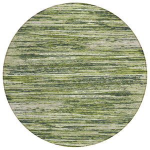 HomeRoots 5' Olive Green and Ivory Striped Area Rug - Durable, Washable, Stylish for Indoor and Outdoor Use 8' Round 593296